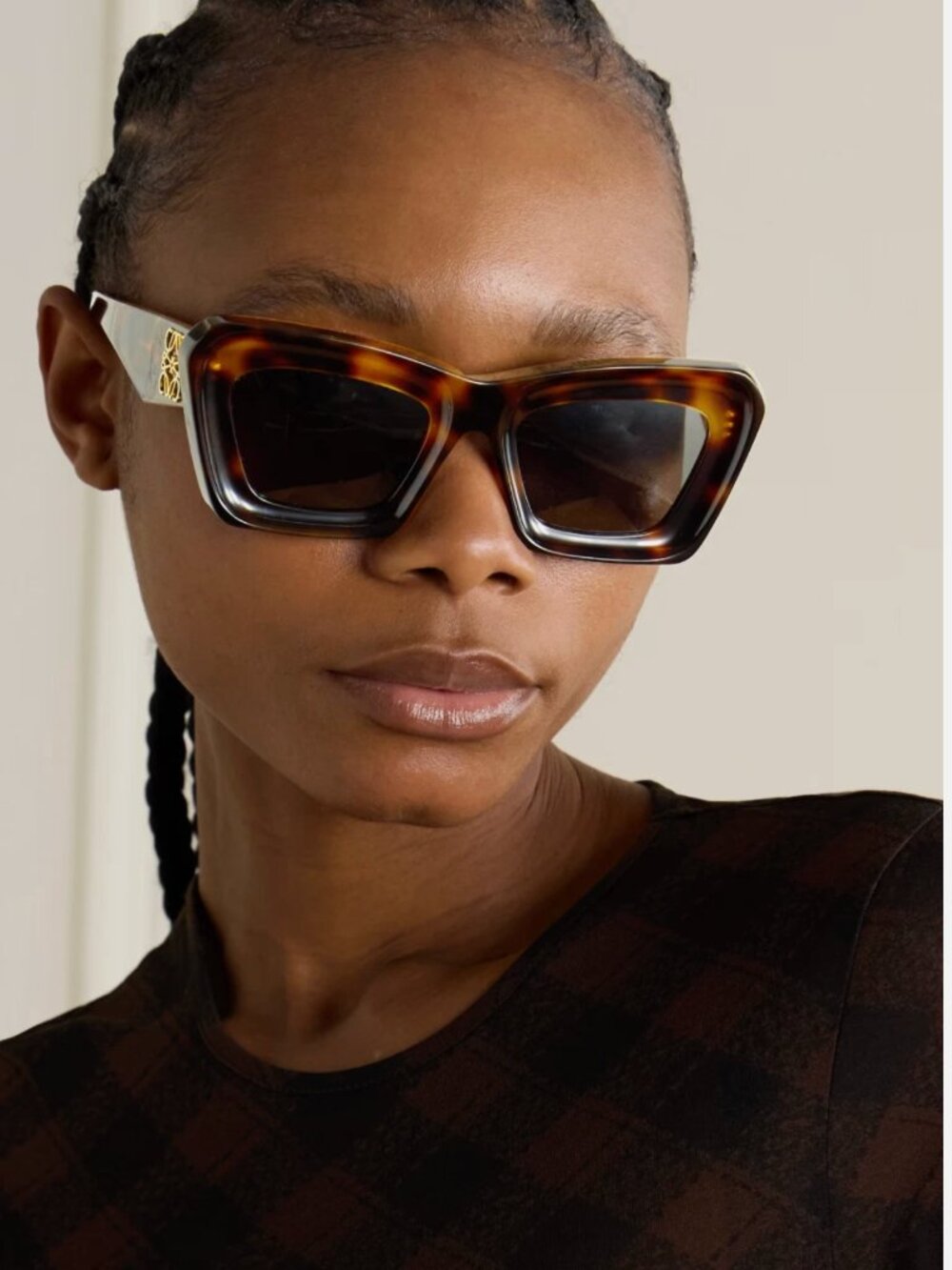 LOEWE LW40036I Frame Tortoise Sunglasses with Brown Lenses Made in Italy